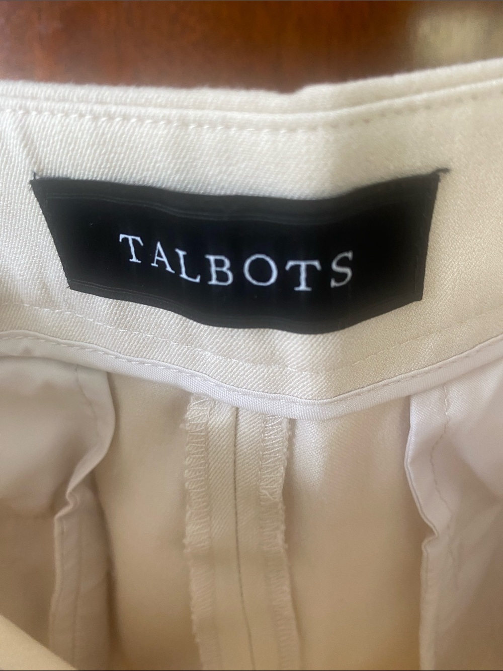 Talbots Cream Skinny Chatham pant, cotton stretch with side zip Dress Pants - Picture 5 of 8